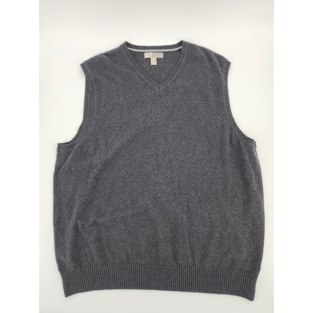 Joseph Abboud JOE Mens XL Gray Cotton Diamond Knit V-Neck Sweater Vest